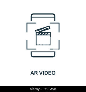 Video zur erweiterten Realität Symbol. Schwarzweiß-Design von Visual gerät Sammlung. UI. Pixel Perfect einfache Piktogramm augmented reality Video -Symbol. Stockfoto