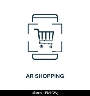 Augmented Reality Shopping Symbol. Schwarzweiß-Design von Visual gerät Sammlung. UI. Pixel Perfect einfache Piktogramm augmented reality Shopping Stockfoto