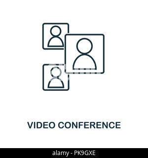 Videokonferenz Symbol. Schwarzweiß-Design von Visual gerät Sammlung. UI. Pixel Perfect einfache Piktogramm Videokonferenz Symbol. Web Design, Ap Stockfoto