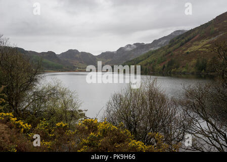 Regnerischen Frühlingstag am Llyn Crafnant Trefriw in der Nähe von Snowdonia, North Wales. Stockfoto