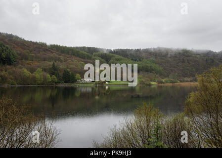 Regnerischen Frühlingstag am Llyn Crafnant Trefriw in der Nähe von Snowdonia, North Wales. Stockfoto