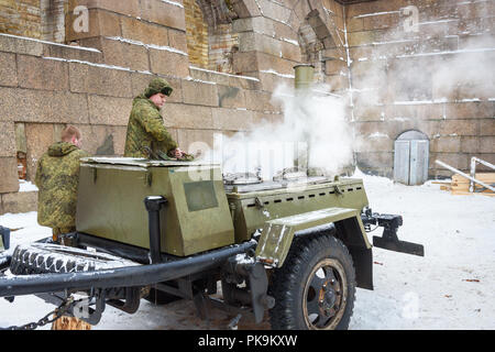 Sankt Petersburg. Russland - Januar 12, 2018: Die militärischen Bereich Küche im Winter am Tag der Erscheinung des Herrn Stockfoto
