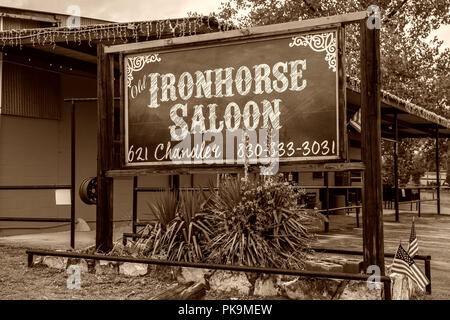 Texas Bar in Blanco, Ironhorse Limousine Stockfoto