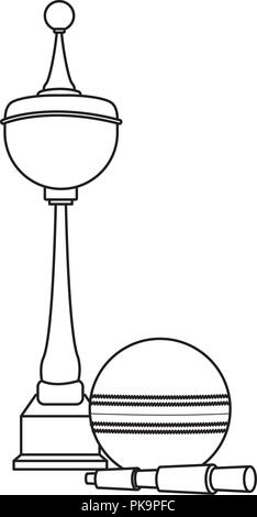 Cricket Cup mit Kugel in Schwarz und Weiß Stock Vektor
