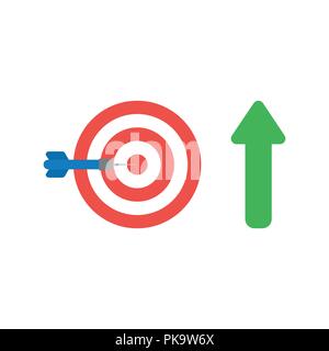 Vector illustration symbol Konzept der Bulls Eye und Dart in der Mitte mit dem Pfeil nach oben bewegen. Stock Vektor
