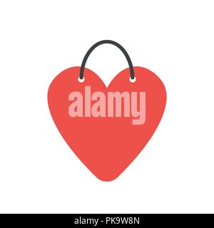 Vector illustration symbol Konzept der herzförmigen Shopping Bag. Stock Vektor