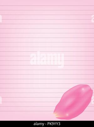 Vector Illustration. Datenblatt für Einträge in der Zeile. Rosa Hintergrund mit einem zarten Rosenblüte Stock Vektor