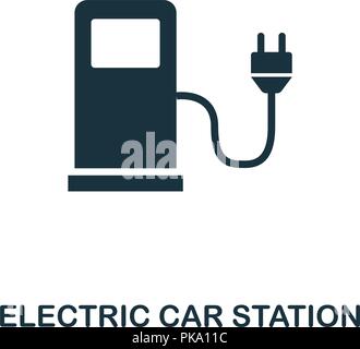 Elektroauto Station Symbol. Schwarzweiß-Design von Stadt Elemente Sammlung. UI. Pixel Perfect einfache Piktogramm Electric Car Station Symbol. Web de Stock Vektor