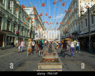 Moskau, Russland - Sep 9. 2018. Kamergersky Lane für die Stadt eingerichtet Stockfoto