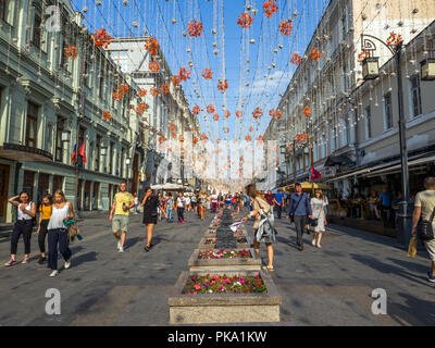 Moskau, Russland - Sep 9. 2018. Kamergersky Lane für die Stadt eingerichtet Stockfoto