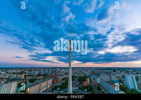 Berlin, Deutschland - 17. August 2018: Der Fernsehturm Fernsehturm in der Nähe von Alexanderplatz Stockfoto