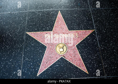 Los Angeles, CA/USA - Juli 26, 2018: The Monkees Stern am Hollywood Walk of Fame auf dem Hollywood Boulevard Stockfoto