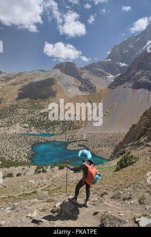 Trekking zu den schönen Seen, alauddin Fann Mountains, Tadschikistan. Stockfoto