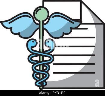 Caduceus medical Dokument Bericht symbol Vektor illustration Stock Vektor