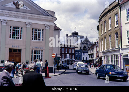 Romsey Stadtzentrum vor der Sanierung, Hampshire im Juli 1988 Stockfoto