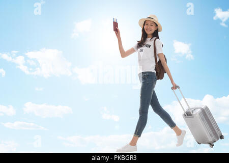 Glückliches Mädchen Reisen Stockfoto