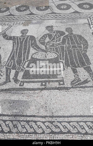 Italien, Latium, Rom, Ostia Antica, Mosaiken aus Aula dei Misuratori del Grano. Stockfoto