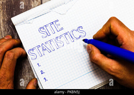 Handschrift Text schreiben Site Statistiken. Begriff Sinne Messung des Verhaltens der Besucher auf bestimmte Website. Stockfoto