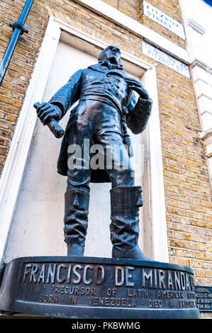 Statue von Francisco de Miranda, Vorläufer der Lateinamerikanischen Unabhängigkeit, Westminster, London, England, Großbritannien Stockfoto