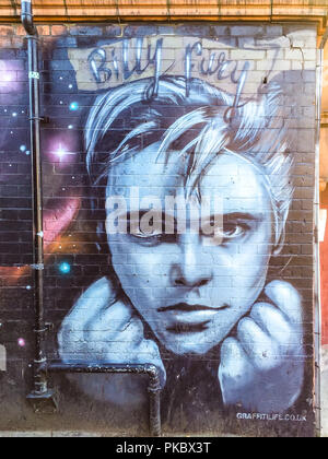 Graffiti von Billy Fury, Rock and Roll Musiker Billy Fury, West Hampstead, England, Großbritannien Stockfoto