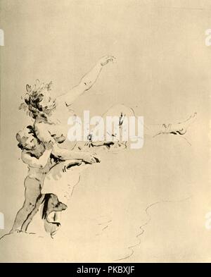 "Frau ruht auf Wolken und von einem Amor', Mitte des 18. Jahrhunderts unterstützt, (1928). Künstler: Giovanni Battista Tiepolo. Stockfoto