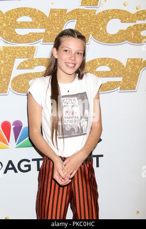 Los Angeles, CA, USA. 11 Sep, 2018. Courtney Hadwin in der ankunftshalle Für AMERICA'S GOT TALENT Live Show Screening und roten Teppich, Dolby Theatre, Los Angeles, CA 11. September 2018. Credit: Priscilla Grant/Everett Collection/Alamy leben Nachrichten Stockfoto