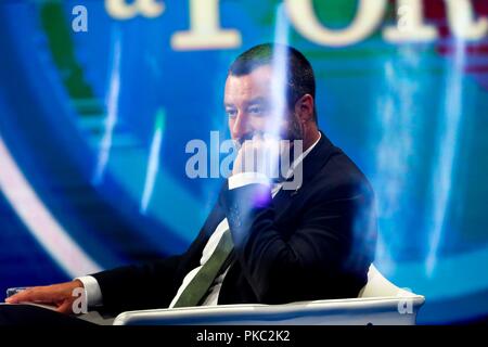 Italien, Rom, 11. September 2018: Italienische Innenminister und stellvertretenden Premier, Matteo Salvini an der Talkshow "Porta a Porta" Foto © Remo Casilli/Sintesi/Alamy leben Nachrichten Stockfoto