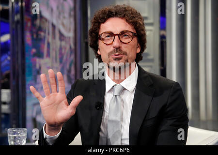 Danilo Toninelli Roma 12/09/2018. Trasmissione tv Porta a Porta Rom, 12. September 2018. Tv-show Porta a Porta Foto Samantha Zucchi Insidefoto Stockfoto