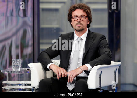 Danilo Toninelli Roma 12/09/2018. Trasmissione tv Porta a Porta Rom, 12. September 2018. Tv-show Porta a Porta Foto Samantha Zucchi Insidefoto Stockfoto