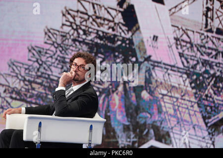 Danilo Toninelli Roma 12/09/2018. Trasmissione tv Porta a Porta Rom, 12. September 2018. Tv-show Porta a Porta Foto Samantha Zucchi Insidefoto Stockfoto