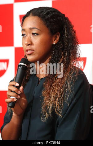 Yokohama, Japan. 13 Sep, 2018. Naomi Osaka Tennis: US Open Frauen singles Sieger, japanische Tennisspielerin Naomi Osaka, nimmt an einer Pressekonferenz in Yokohama, Japan. Credit: Sho Tamura/LBA SPORT/Alamy leben Nachrichten Stockfoto