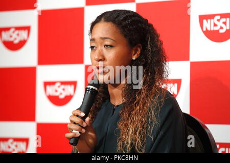 Yokohama, Japan. 13 Sep, 2018. Naomi Osaka Tennis: US Open Frauen singles Sieger, japanische Tennisspielerin Naomi Osaka, nimmt an einer Pressekonferenz in Yokohama, Japan. Credit: Sho Tamura/LBA SPORT/Alamy leben Nachrichten Stockfoto