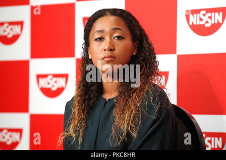 Yokohama, Japan. 13 Sep, 2018. Naomi Osaka Tennis: US Open Frauen singles Sieger, japanische Tennisspielerin Naomi Osaka, nimmt an einer Pressekonferenz in Yokohama, Japan. Credit: Sho Tamura/LBA SPORT/Alamy leben Nachrichten Stockfoto