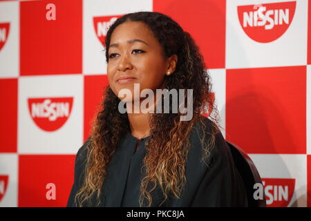 Yokohama, Japan. 13 Sep, 2018. Naomi Osaka Tennis: US Open Frauen singles Sieger, japanische Tennisspielerin Naomi Osaka, nimmt an einer Pressekonferenz in Yokohama, Japan. Credit: Sho Tamura/LBA SPORT/Alamy leben Nachrichten Stockfoto