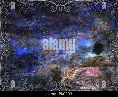 Abstrakte Komposition. Im ländlichen Hintergrund in geschweiften Rahmen. Stockfoto