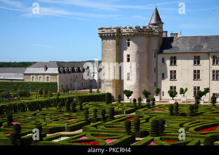 Traditionelle französische Garten (Château de Villandry) Stockfoto