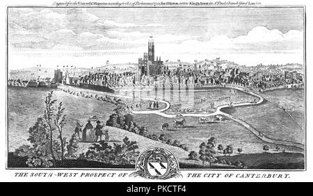 "Die Süd-west Aussicht auf die Stadt Canterbury.', c 1776. Artist: Unbekannt. Stockfoto