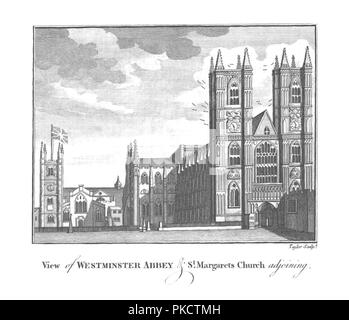 'Blick auf die Westminster Abbey und der St. Margarets Kirche nebenan.', Ende des 18. Anfang des 19. Jahrhunderts. Artist: Taylor. Stockfoto