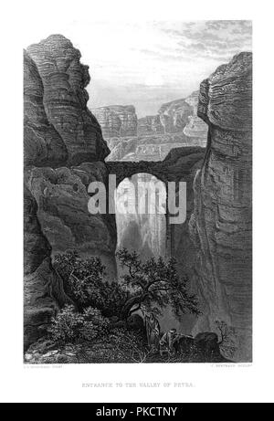 "Eingang zum Tal von Petra.', c 1880. Artist: C Bertrand. Stockfoto