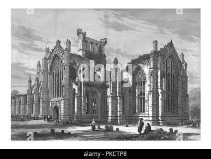 Melrose Abbey. Artist: Unbekannt. Stockfoto