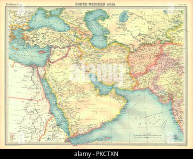 Politische Karte von South West Asien. Artist: Unbekannt. Stockfoto