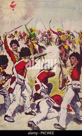 "Die Highland Leichte Infanterie. Die Ladung der Mahratta Kavallerie bei Assaye", 1803, (1939). Artist: Unbekannt. Stockfoto