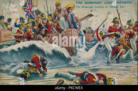 "Die Somerset Leichte Infanterie. Die verzweifelte Landung an der Aboukir Bay', 1801, (1939). Artist: Unbekannt. Stockfoto