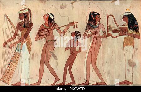 ' Ägyptische gewölbten Harfe, Laute, Oboe und Harfe; Grab Malerei in Veset (Theben) c 1420-1411 v. Chr.' Künstler: Unbekannt. Stockfoto