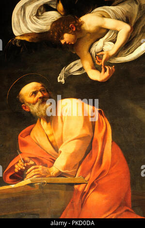 Italien, Latium, Rom, Centro Storico, Kirche San Luigi dei Francesi, Innenraum, der Hl. Matthäus und der Engel von Caravaggio. Stockfoto