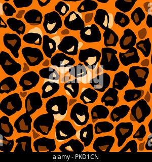 Nahtlose orange Leopard Muster. Tierischer Haut grunge Textur. Vector Illustration. Stock Vektor