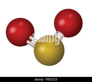 Ein Molekül von Schwefeldioxid. SO2 3D-Formel. Vector Illustration. Chemische Struktur. Stock Vektor