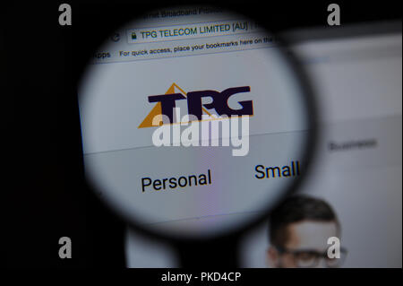 Das TPG Capital Webseite durch ein Vergrößerungsglas gesehen Stockfoto