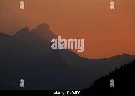 Sonnenuntergang an den Königsschlössern Stockfoto