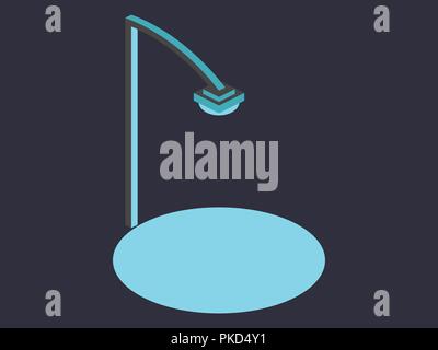 Street Lamp, blaues Licht von der Laterne. Isometrische Symbol. Vector Illustration Stock Vektor